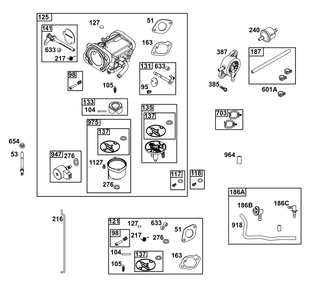 Carburetor And Fuel Supply Group Diagram and Parts List for 40N877-0028-B5  Briggs and Stratton Engine